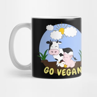 Go Vegan Cute Pig, Cow And Chicken Mug